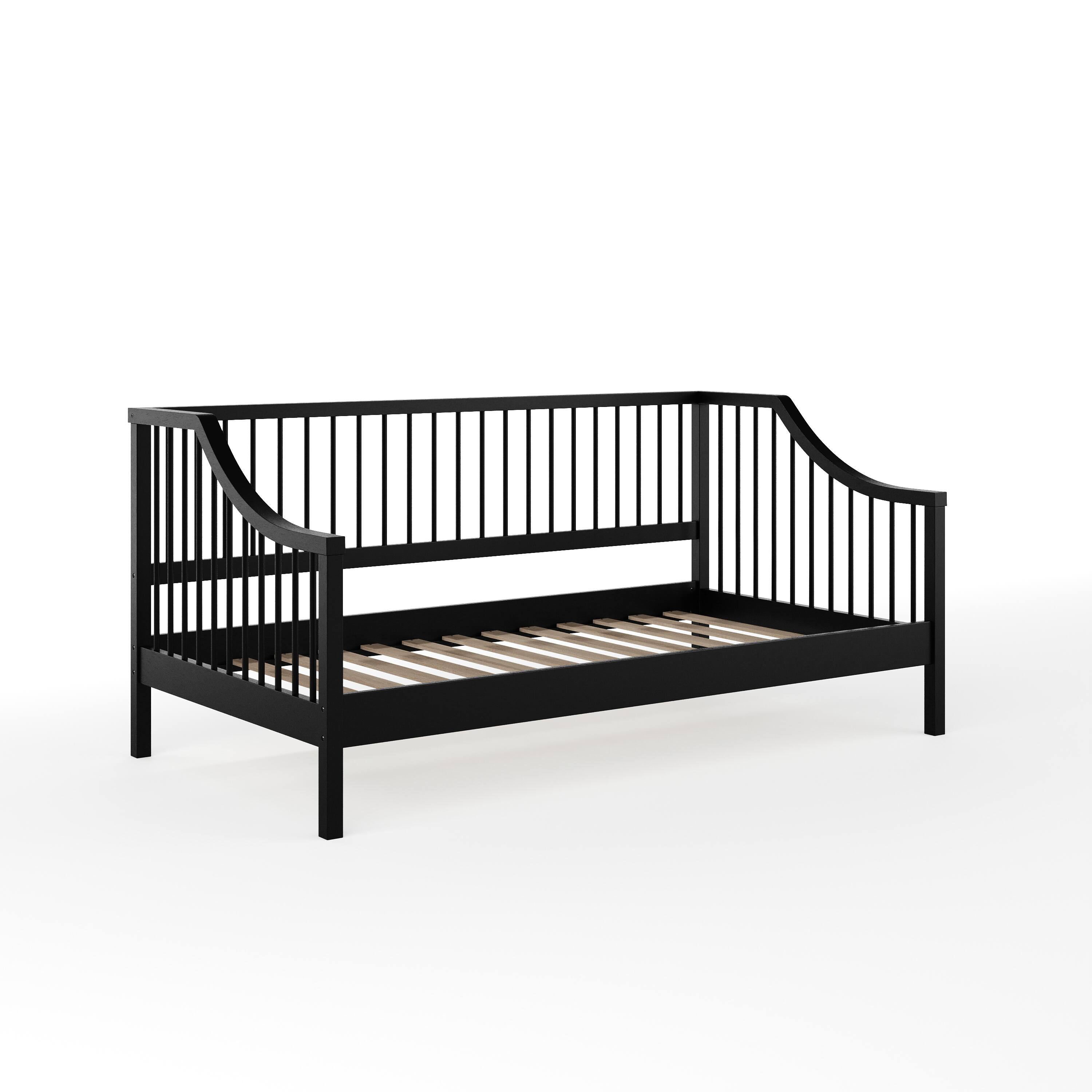 Alt View 11. Martha Stewart - Neely Wooden Twin Size Platform Daybed with Spindles and Wood Slat Foundation - Black.