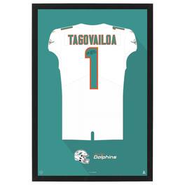 Sporticulture - Tua Tagovailoa Miami Dolphins 27" x 39" Framed Jersey Print - White