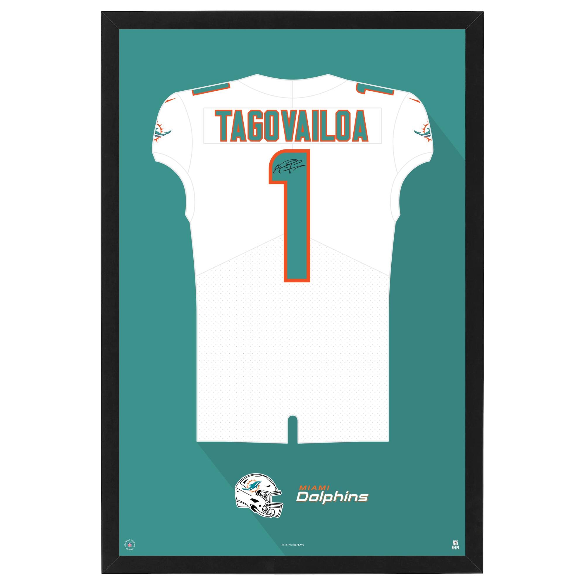 Tua Tagovailoa Miami Dolphins 14" x 20" Framed Jersey Print