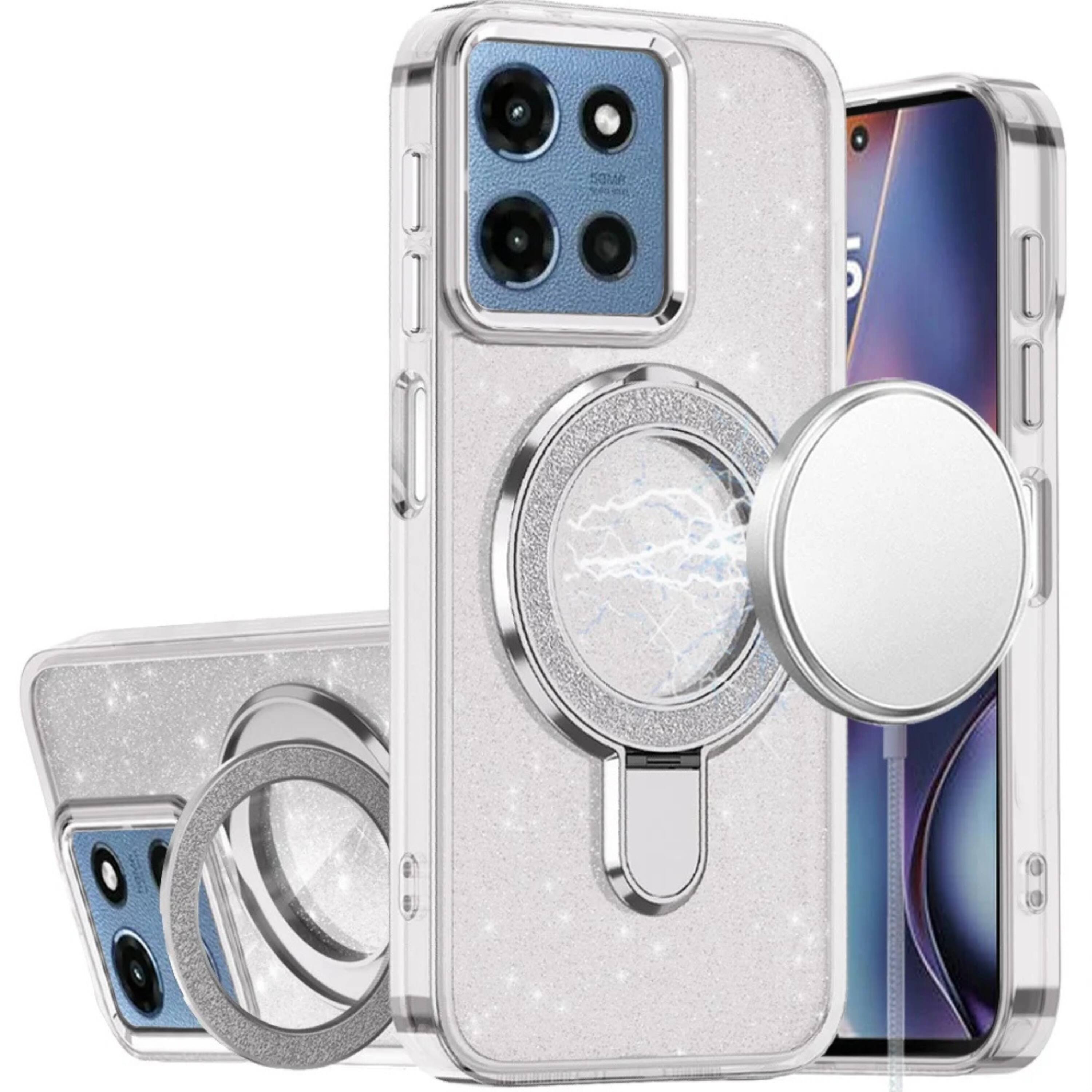 Front. Kitcheniva - Translucent Glitter Protective Case With Tempered Glass For Moto G 2026 Clear - Clear.