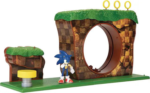 Front. Jakks Pacific - Sonic The Hedgehog Green Hill Zone 2.5 Inch Figure Playset - Green.