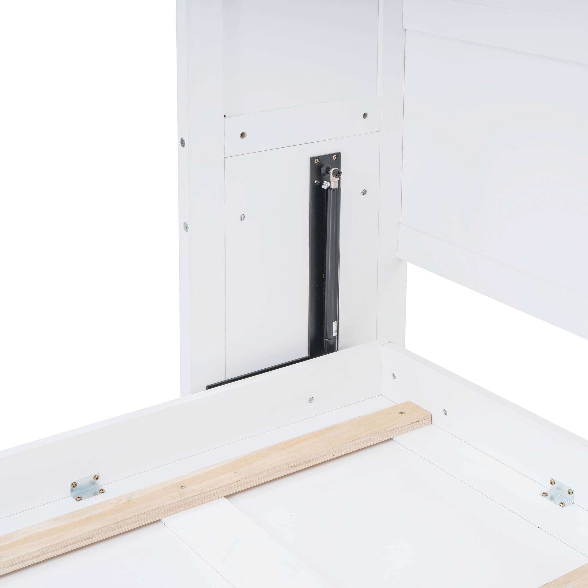 Alt View 10. Tiramisubest - Full Size White Murphy Wall Bed with Cabinets, Plywood, Space-Saving & Comfortable - White.