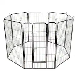 Gymax - 48'' 8 Panel Pet Puppy Dog Playpen Door Exercise Kennel Fence Metal