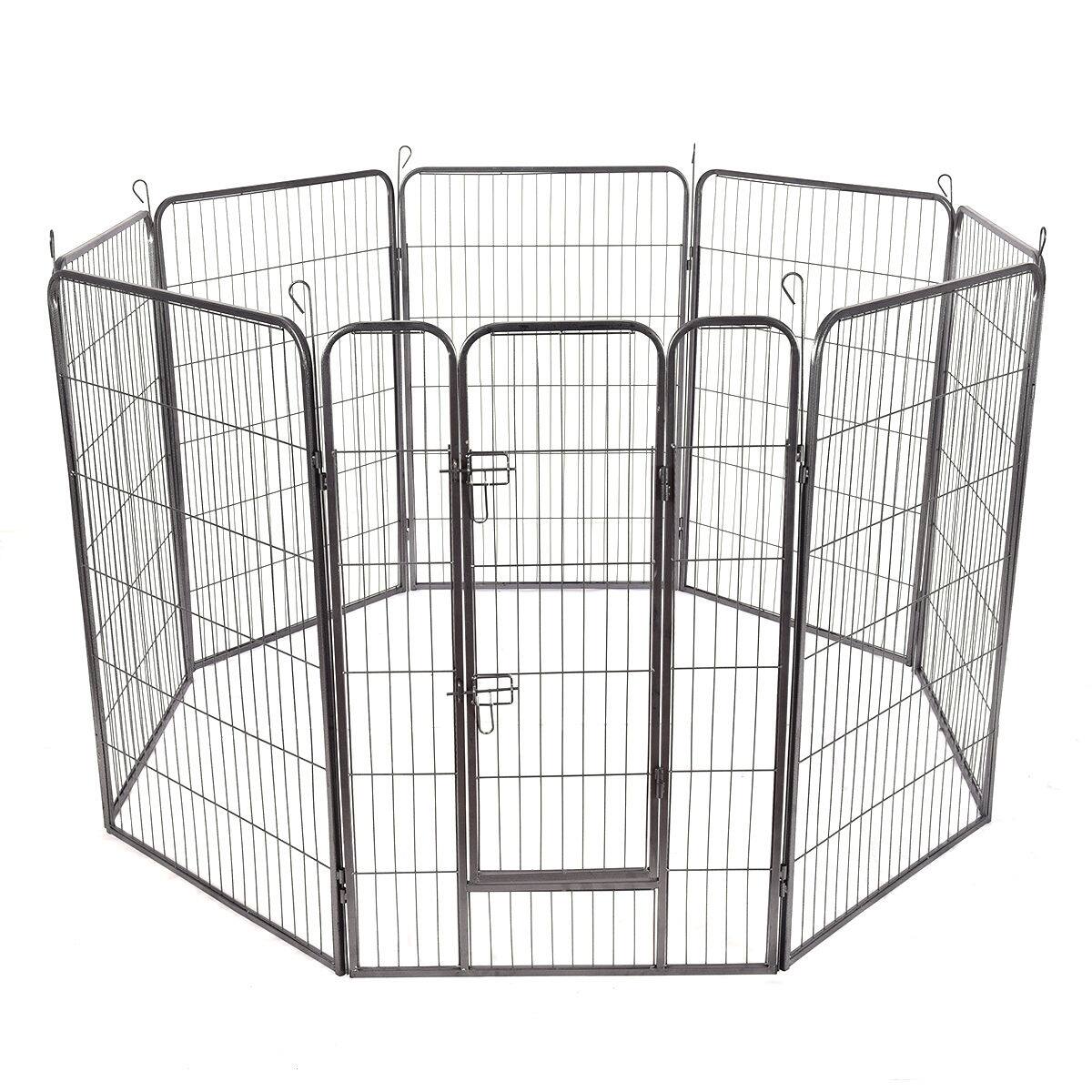 Front. Gymax - Gymax 48'' 8 Panel Pet Puppy Dog Playpen Door Exercise Kennel Fence Metal.