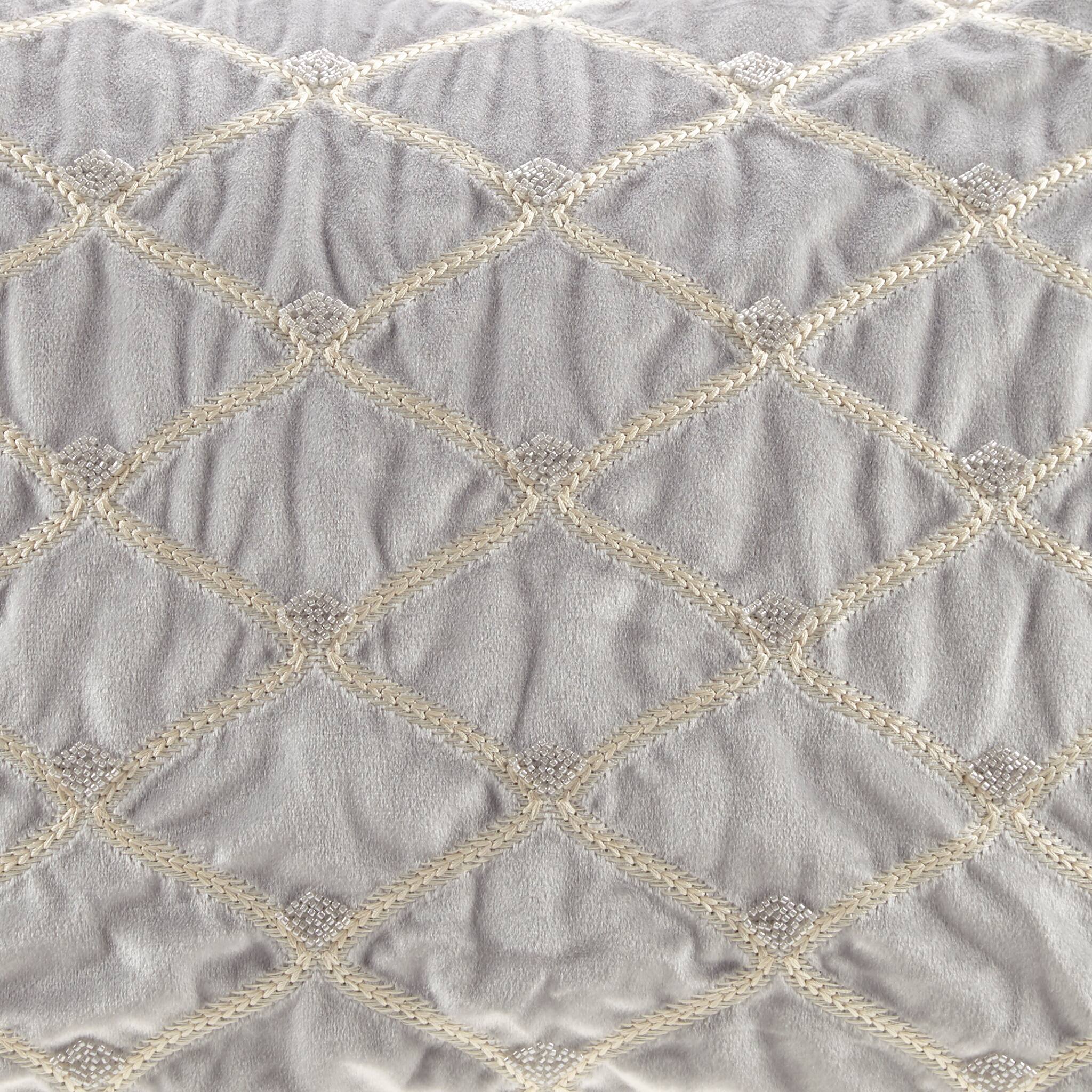 Alt View 5. Gracie Mills - Gracie Mills Brad Foxtail Stitched Velvet Oblong Decor Pillow - Silver.