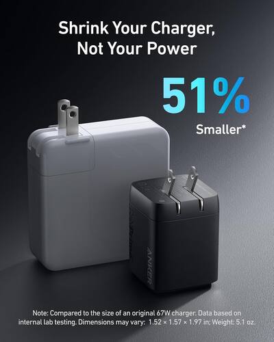Anker Prime Wall Charger, 3 Port 67W USB C Compact Fast PPS Black Anker Prime Wall Charger, 3 Port 67W USB C Compact Fast PPS Black