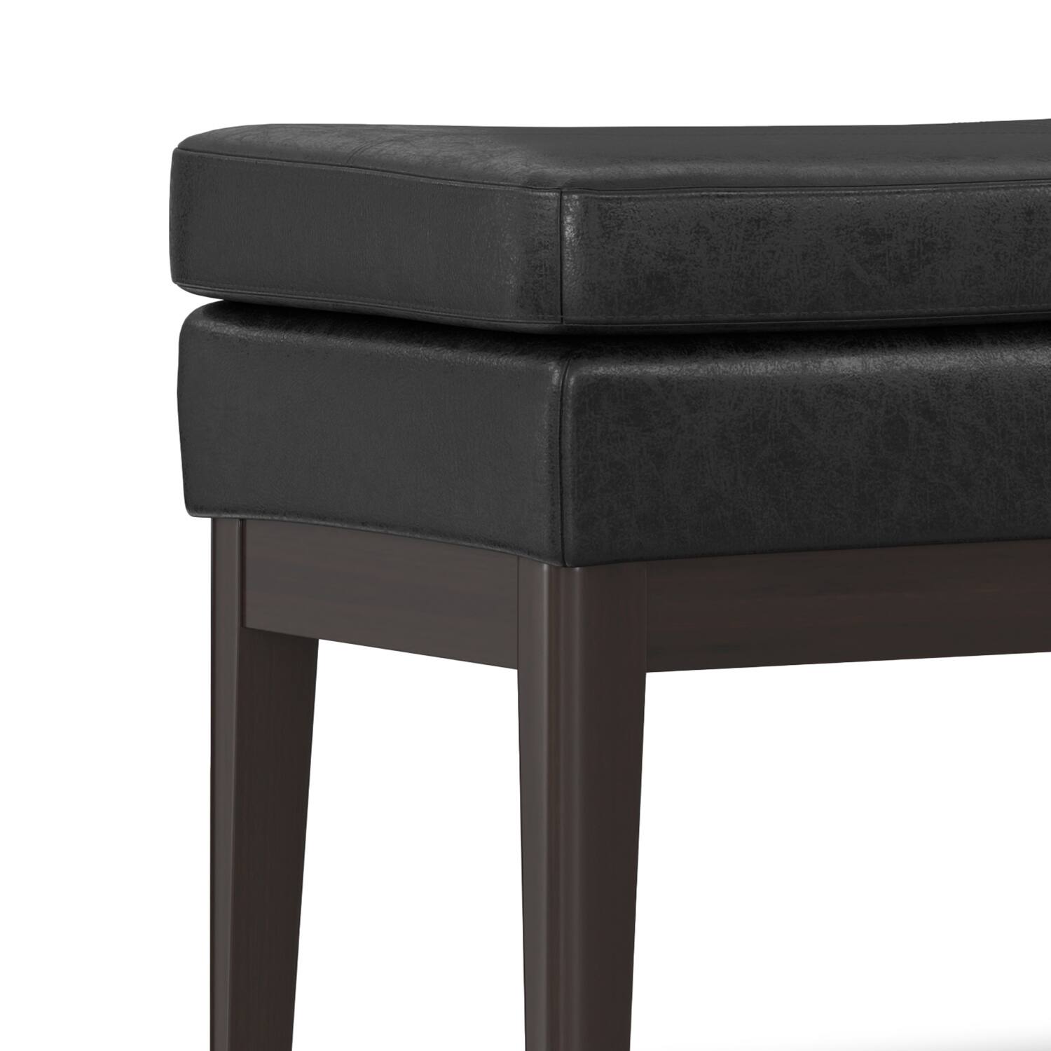Alt View 3. Simpli Home - Carlson Ottoman Bench in Distressed Black - Distressed Black.