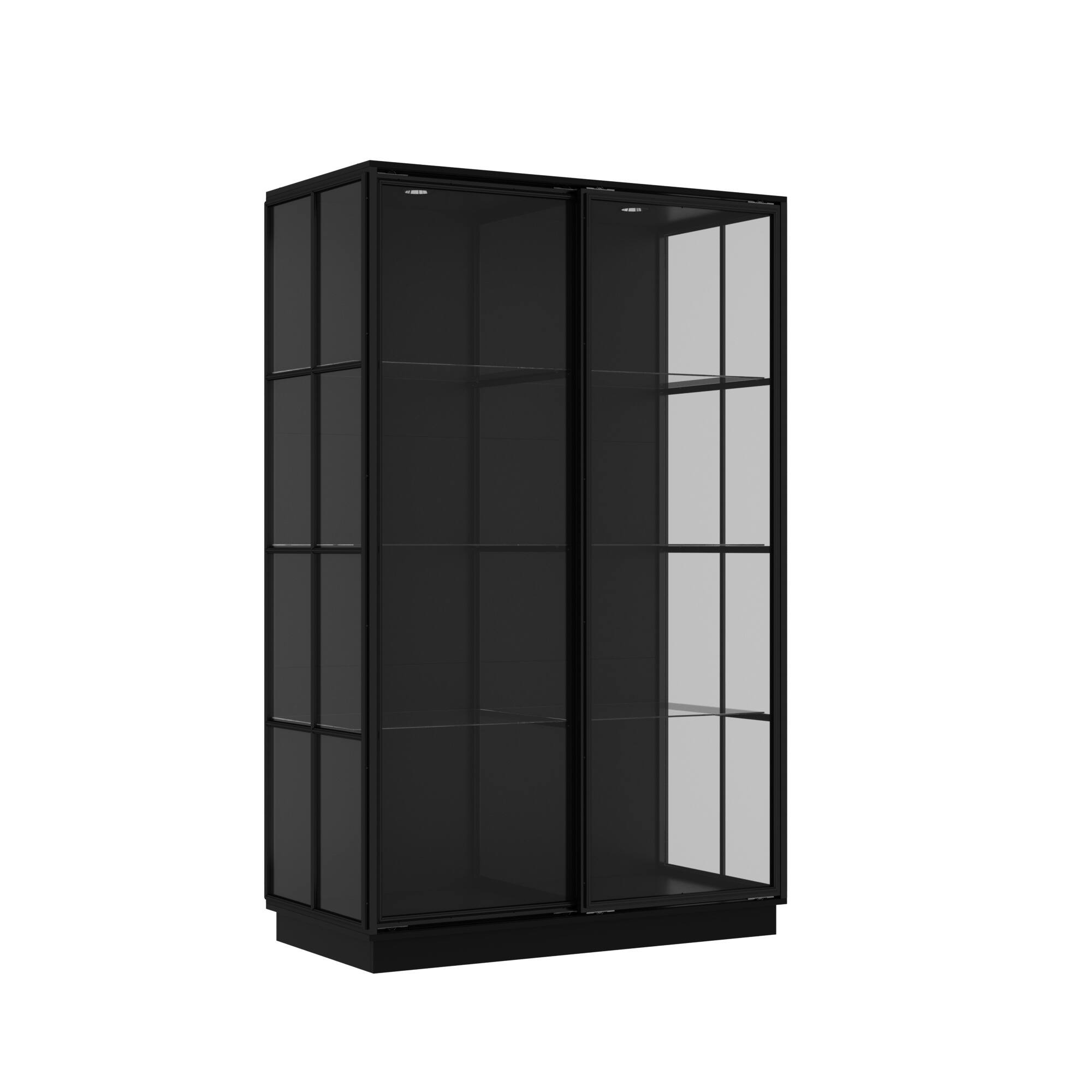 Angle. Famapy - Famapy Large - Scale Tempered Glass Display Cabinet: Industrial - Chic Storage + LED - Lit Showcase - Black.