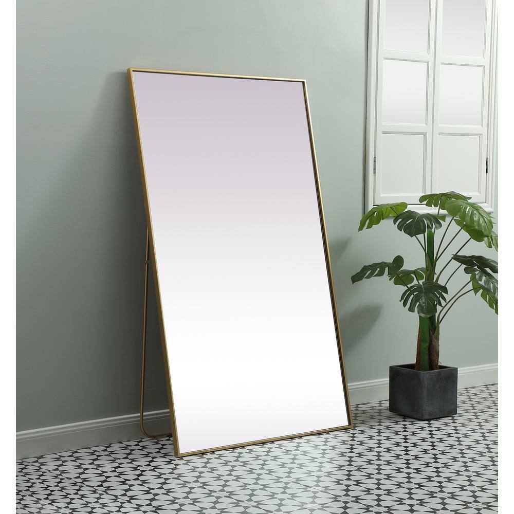 Alt View 5. Elegant Decor - Metal Frame Rectangle Full Length Mirror 36x60 Inch in Brass - Brass.