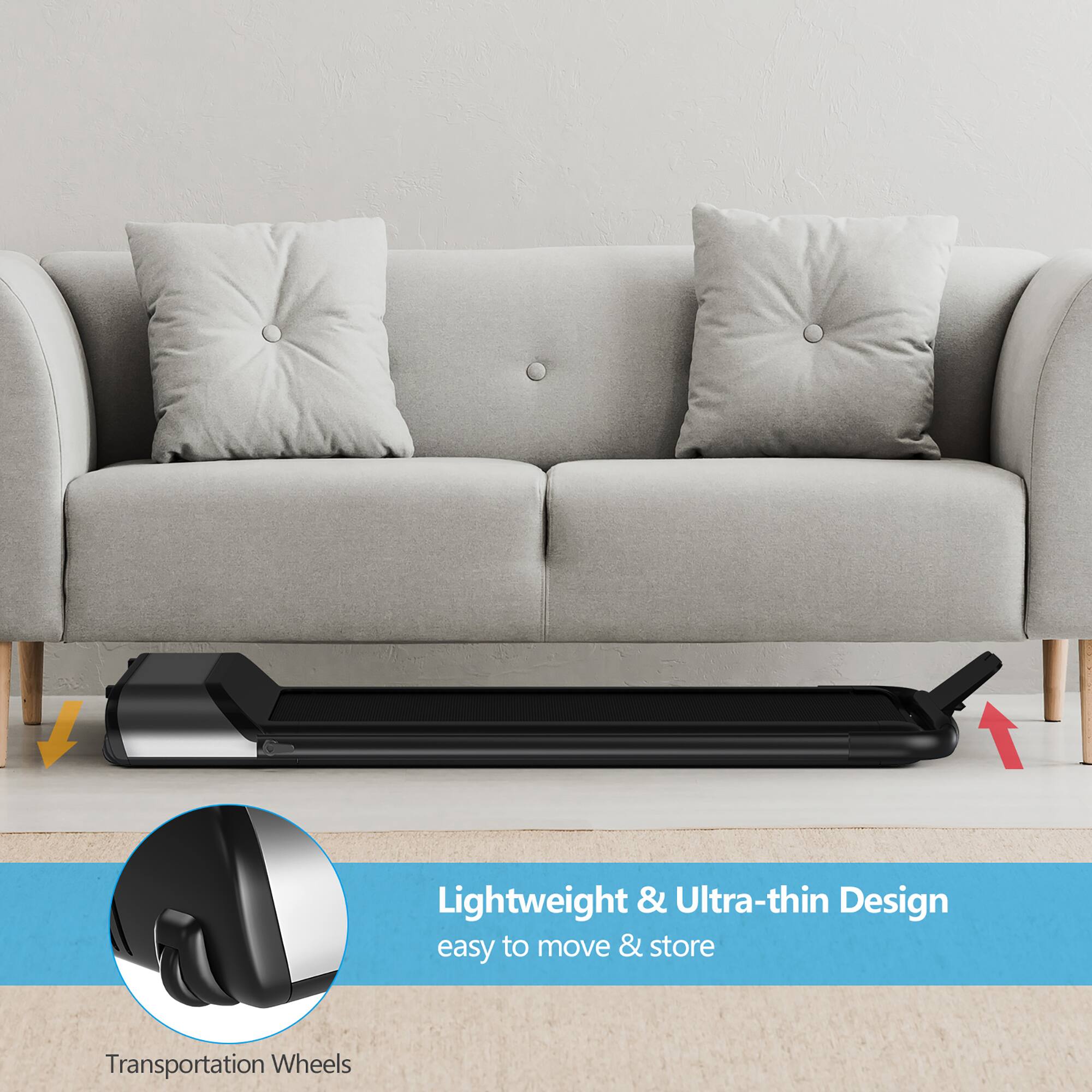 Lightweight & Ultra-thin Design, easy to move & store, Transportation Wheels