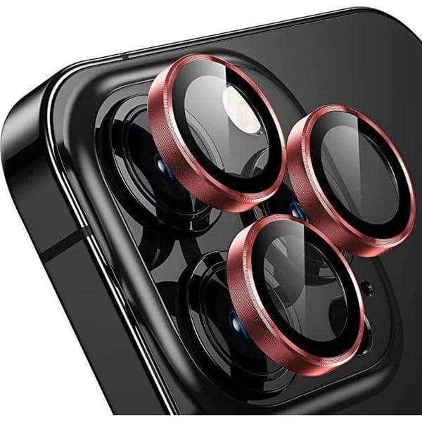 Entronix - Premium Camera Lens Protector for iPhone 13 Pro and 13 Pro Max - Luxury Metal Finish - Red