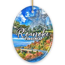 OrnamentallyYou - Iconic Roanoke Mountain Town Ornament, Virginia Appalachian Beauty Christmas Gift (Oval) - Multi-colored