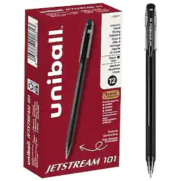 uni-ball - uni Jetstream 101 Ballpoint Pens, Medium Point, 1.0mm, Black Ink, Dozen (1768011)