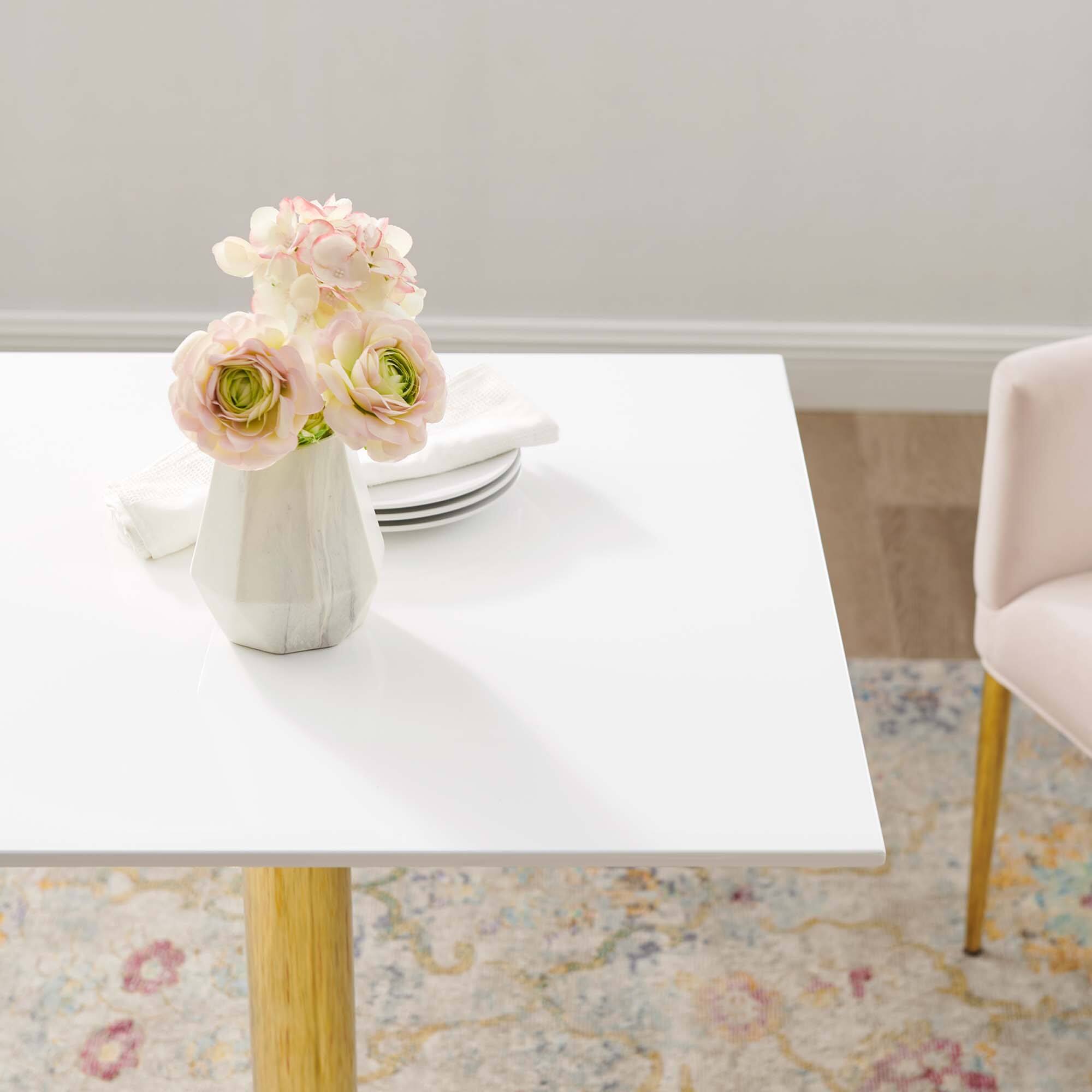 Back. Modway - Verne 28" Square Dining Table by Modway - Gold White.