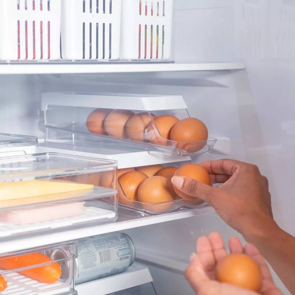 Alt View 1. OU - OU Egg Holder for Fridge, Rolling Egg Organizer for Refrigerator Organization, Kitchen Container 2PC.