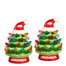 Evergreen Enterprises - Arkansas Razorbacks 2-Pack 4" Ceramic LED Christmas Tree Set - Multicolor