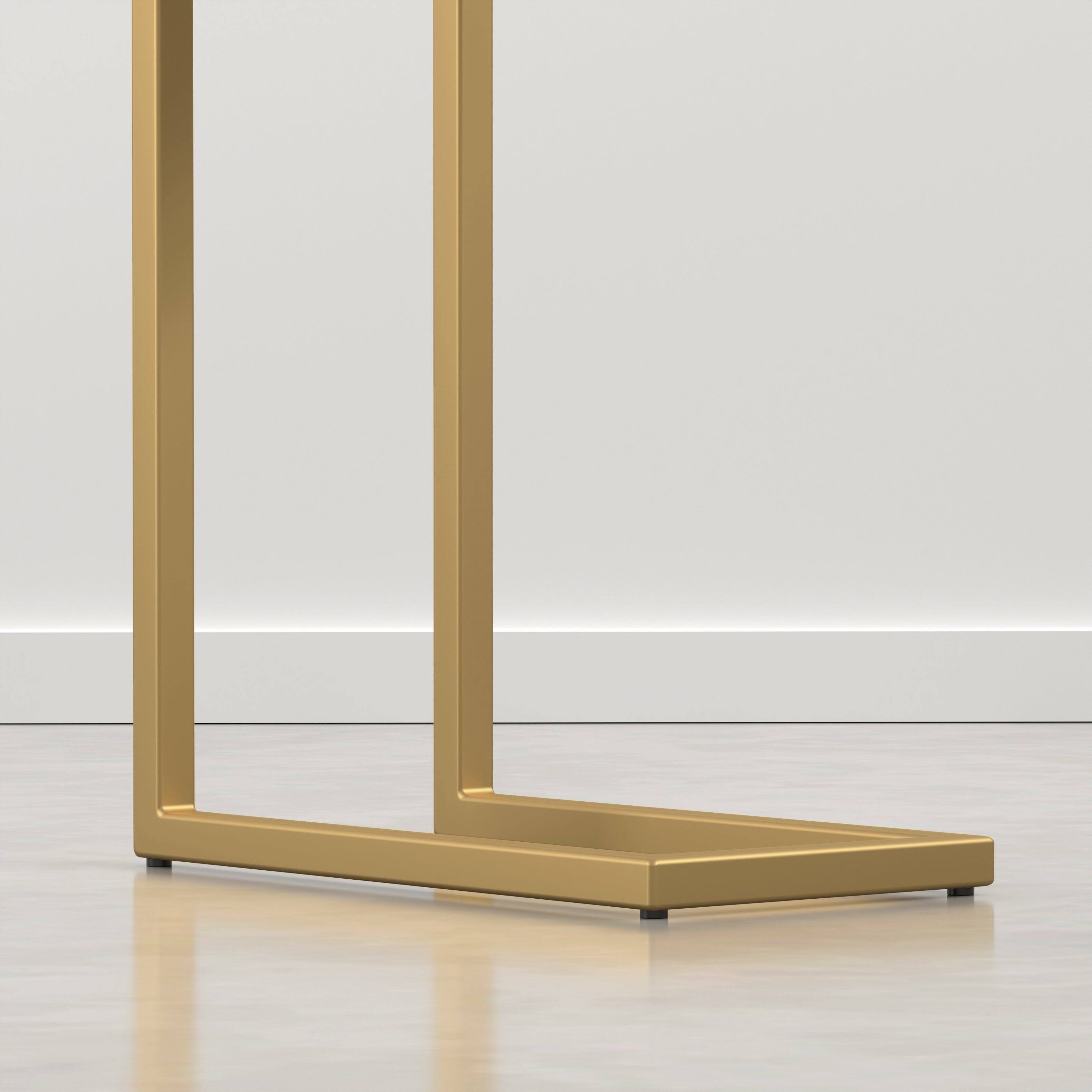 Alt View 3. Simpli Home - Skyler 18 inch Wide Metal C Side Table with White Marble Top, Satin Gold - White Marble/Satin Gold.