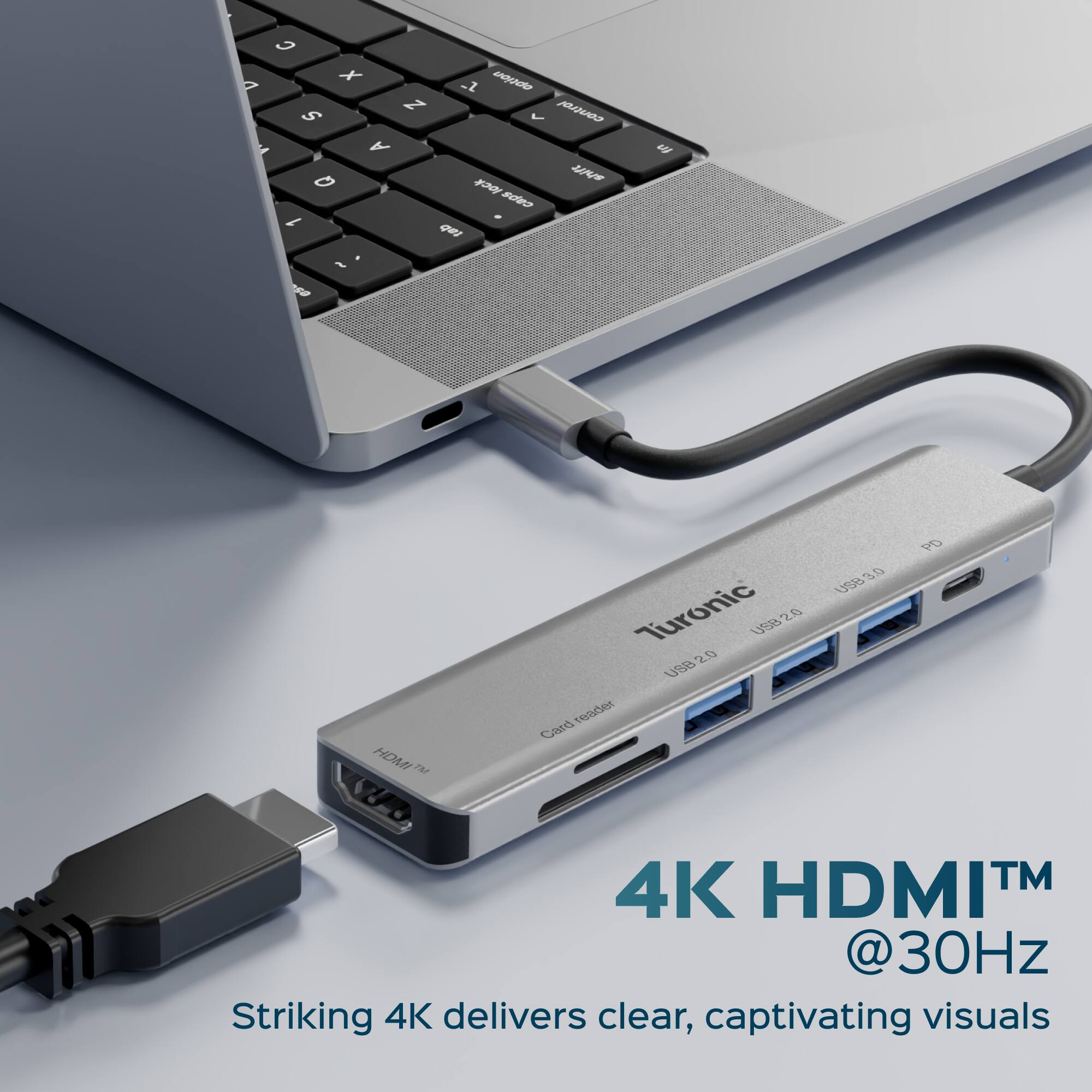 3 A X 1 - S Z COMMA - A a M yO ades 1 ge J of HDMI 7A Turonic USB2.0 o.s USB reade Card 30 use PO 4K HDMI TM @30Hz Striking 4K delivers clear, captivating visuals