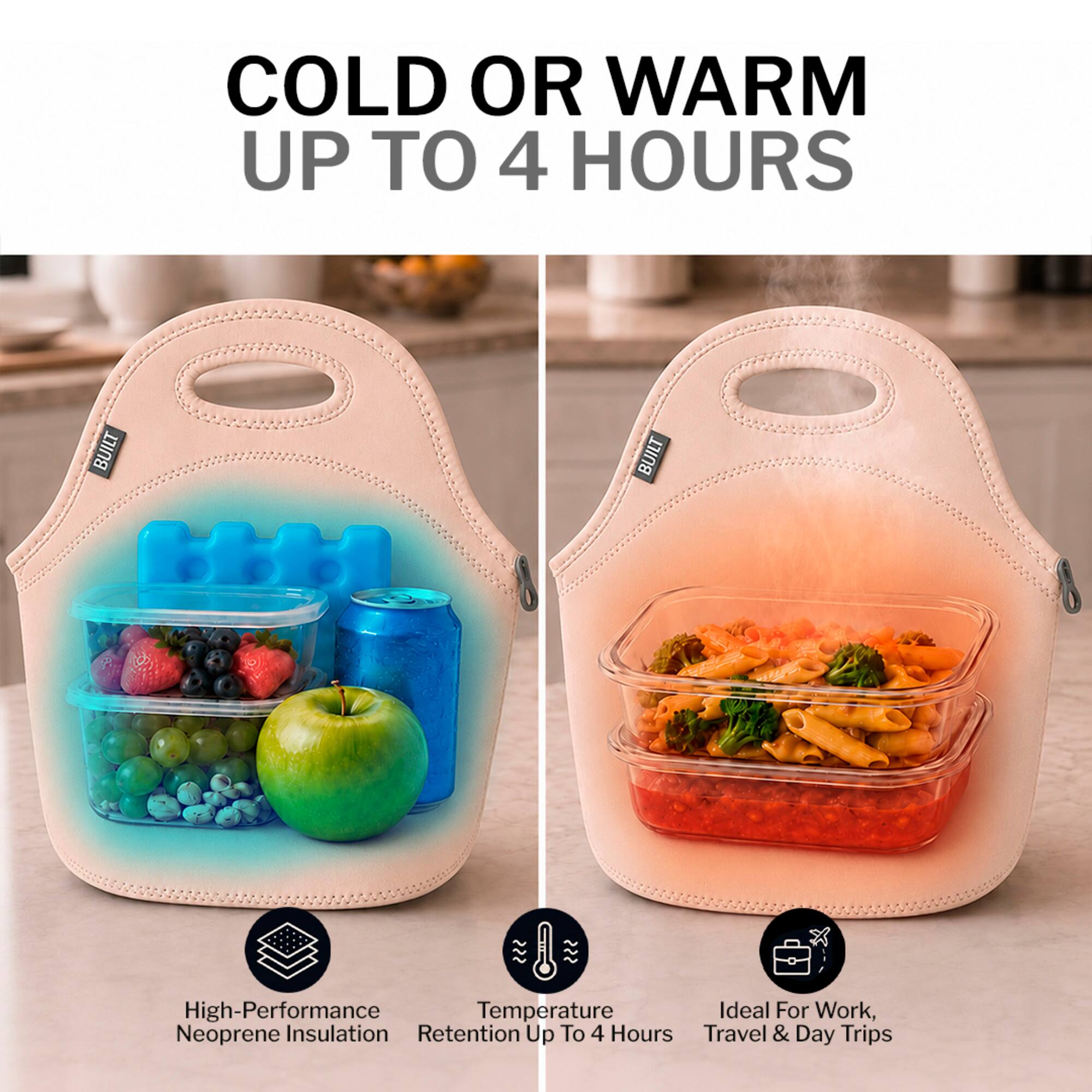 COLD OR WARM UP TO 4 HOURS

High-Performance Neoprene Insulation

Temperature Retention Up To 4 Hours

Ideal For Work, Travel & Day Trips