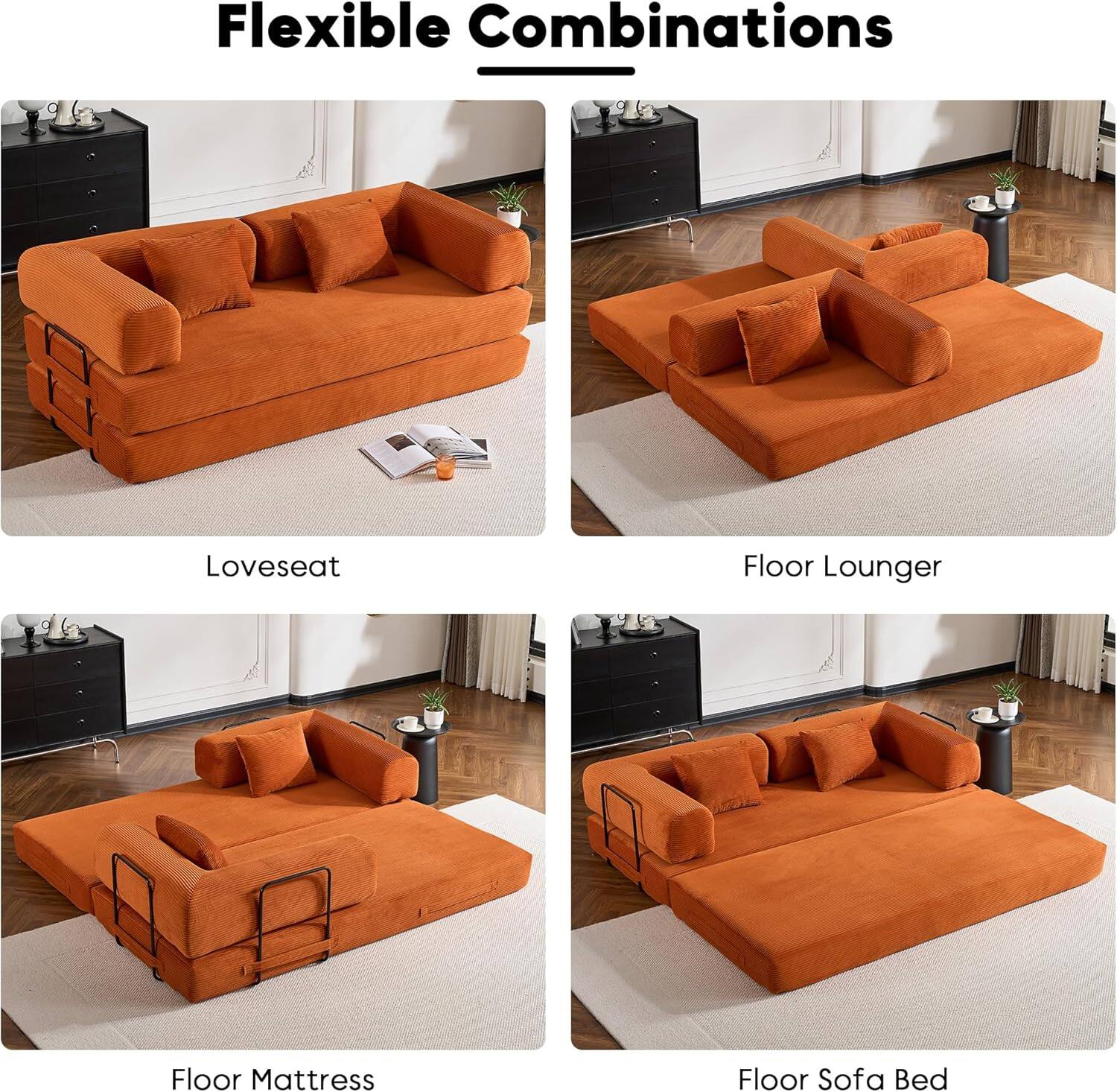 Flexible Combinations

- Loveseat
- Floor Lounger
- Floor Mattress
- Floor Sofa Bed