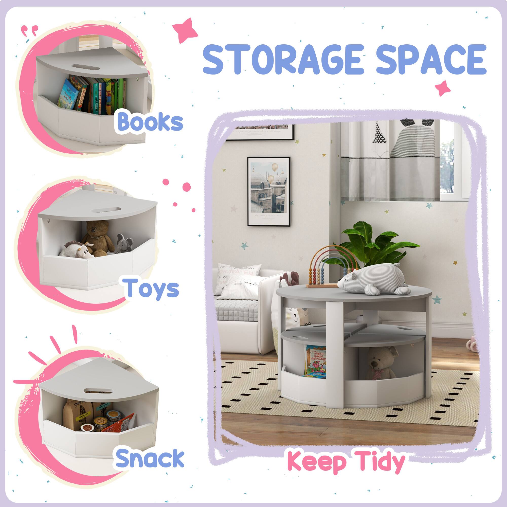 STORAGE SPACE

Books  
Toys  
Snack  

Keep Tidy