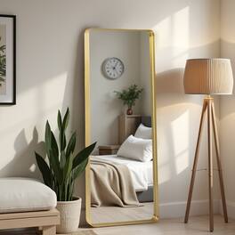 PexFix - 64"x21" Full Length Mirror Wall-Mounted Mirror with Aluminum Alloy Frame Rounded Corner Full Body Mirror - Gold