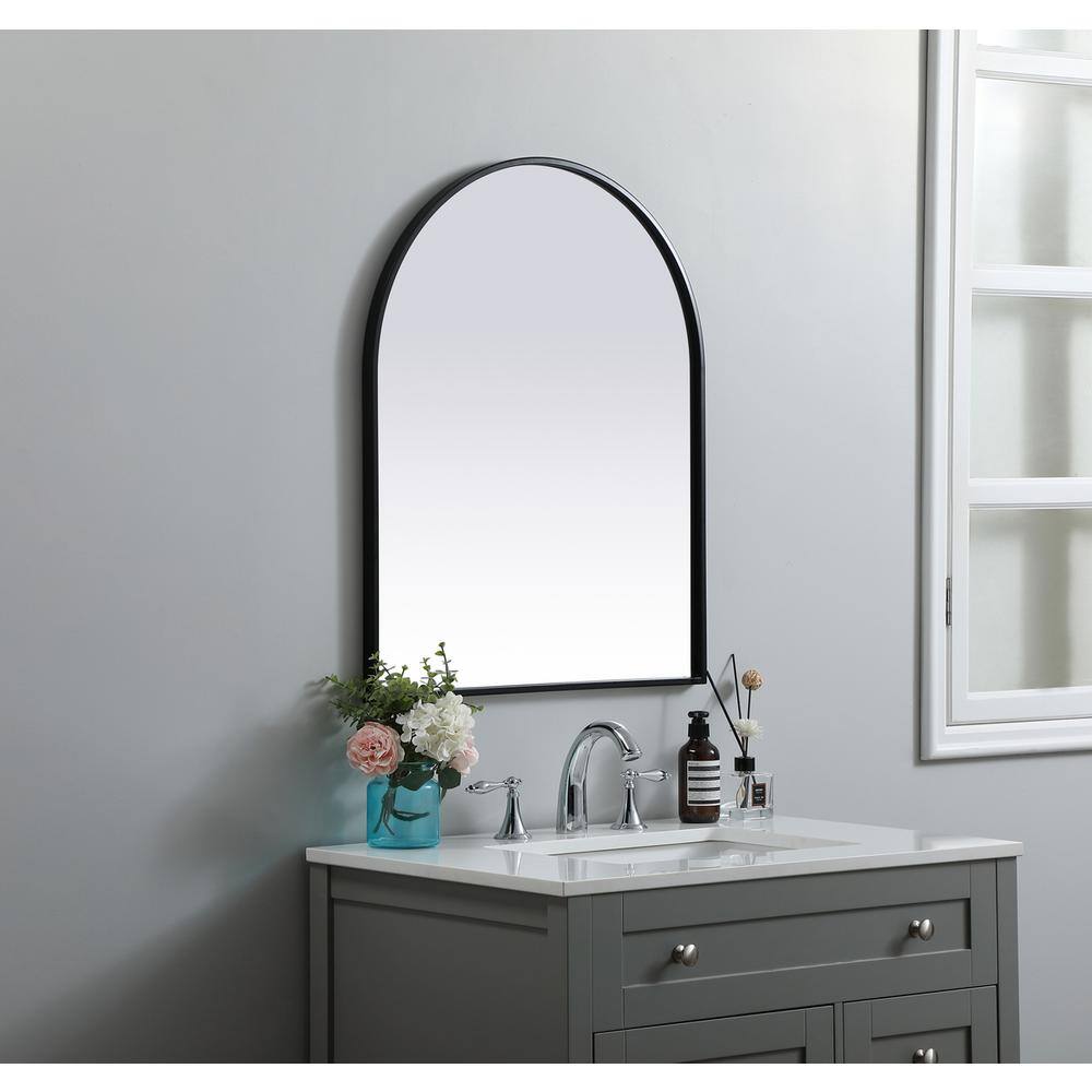 Alt View 4. Elegant Decor - Metal Frame Arch Mirror 24x30 Inch in Black - Black.