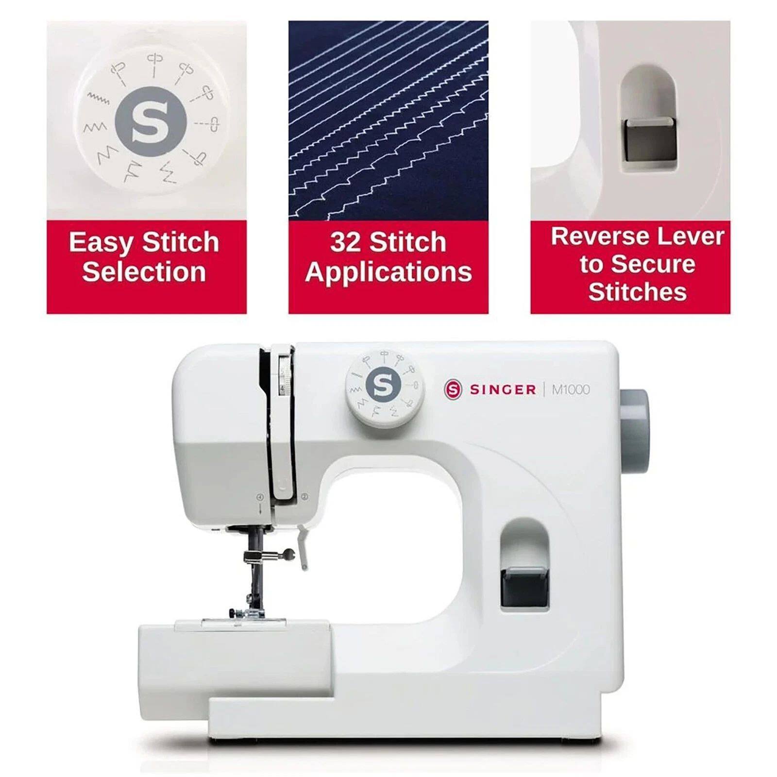Easy Stitch Selection  
32 Stitch Applications  
Reverse Lever to Secure Stitches  

SINGER | M1000