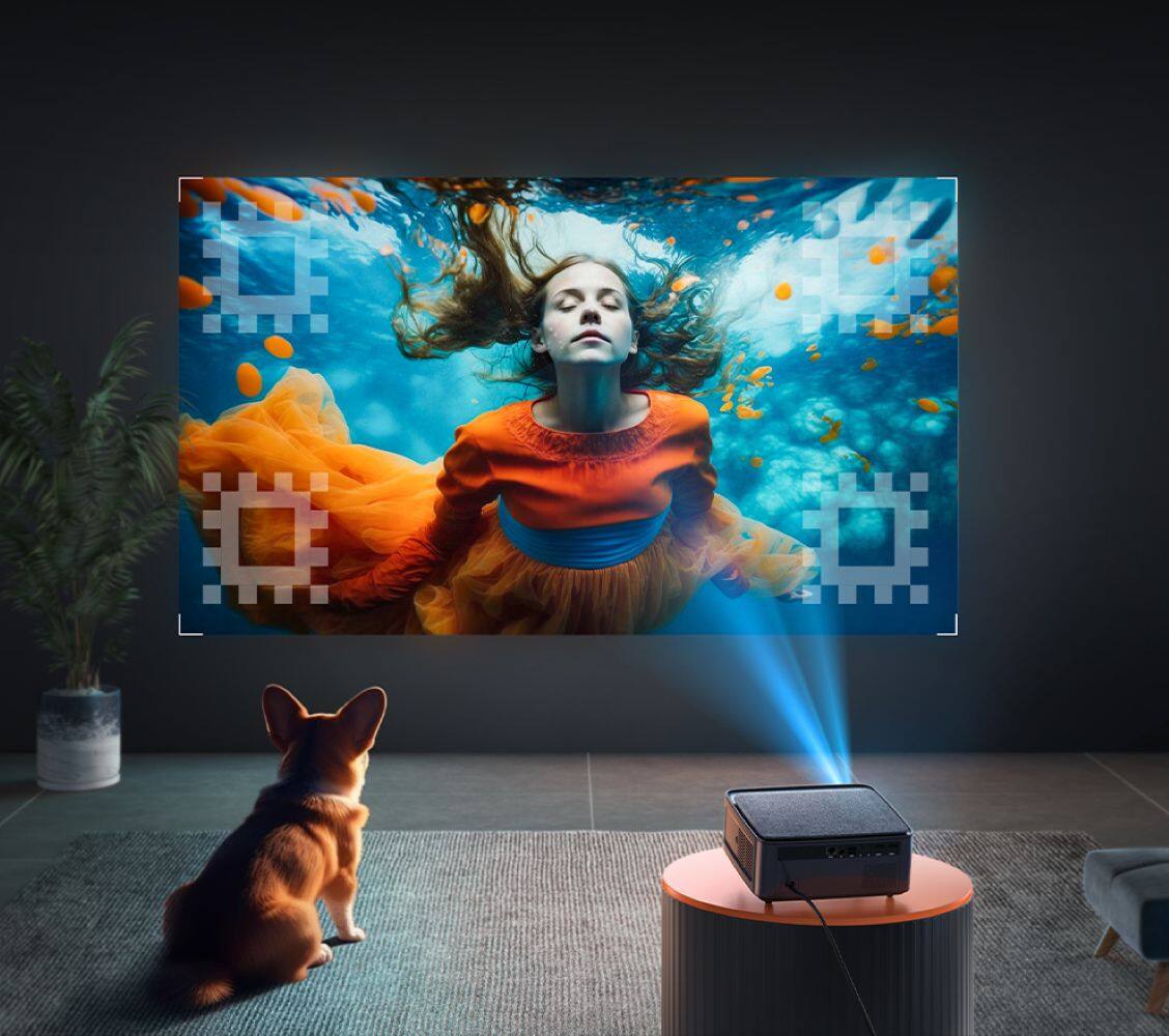 Alt View 6. Yaber - Yaber - Pro U6 4K Projector Bluetooth WiFi, 500 ISO,1080P 4D&4P Keystone Correction,500" Giant Screen Projector - Black - Black.