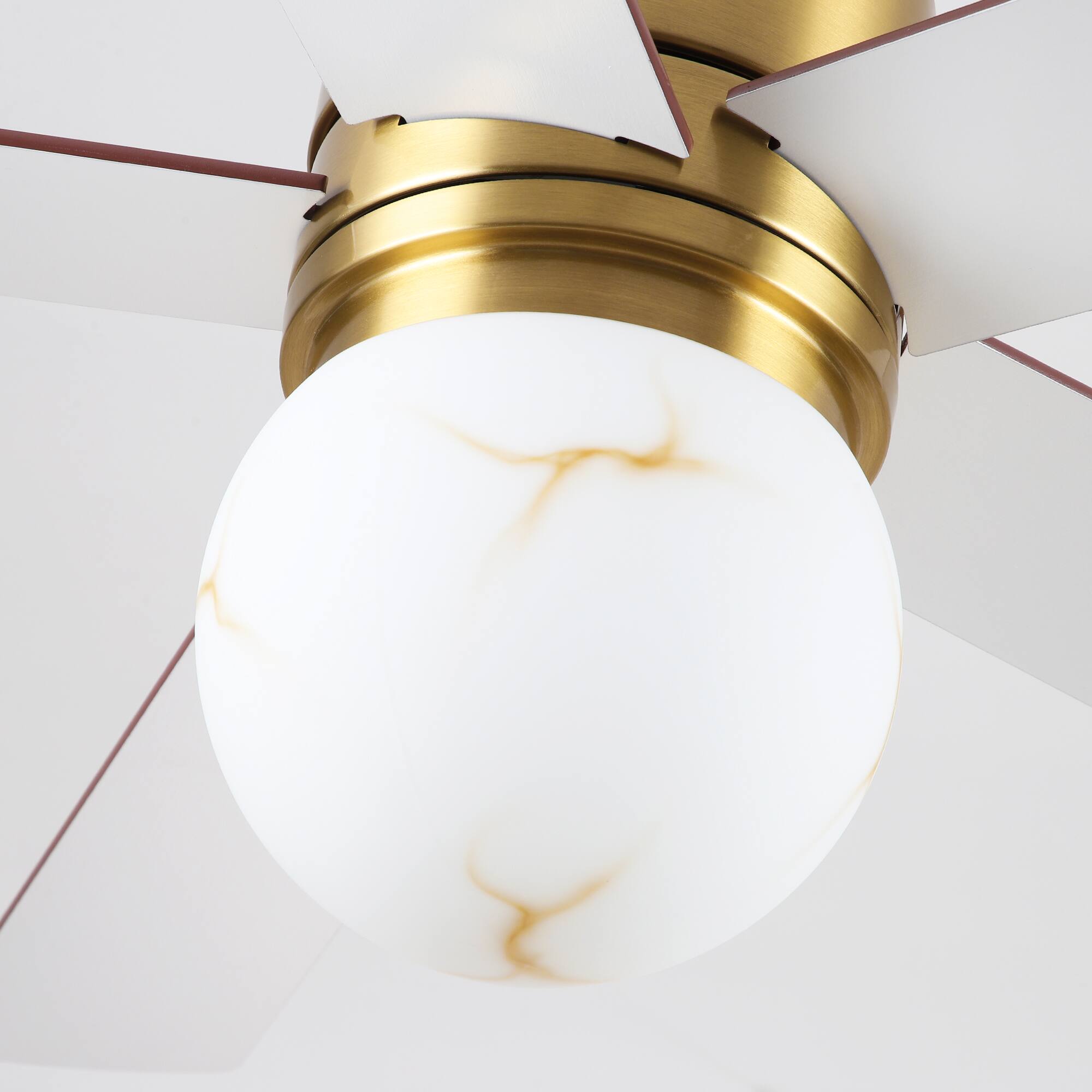 Alt View 6. Parrot Uncle - 52"  Low Profile Ceiling Fan with 3CCT Dimmable LED Light and Remote - Gold.