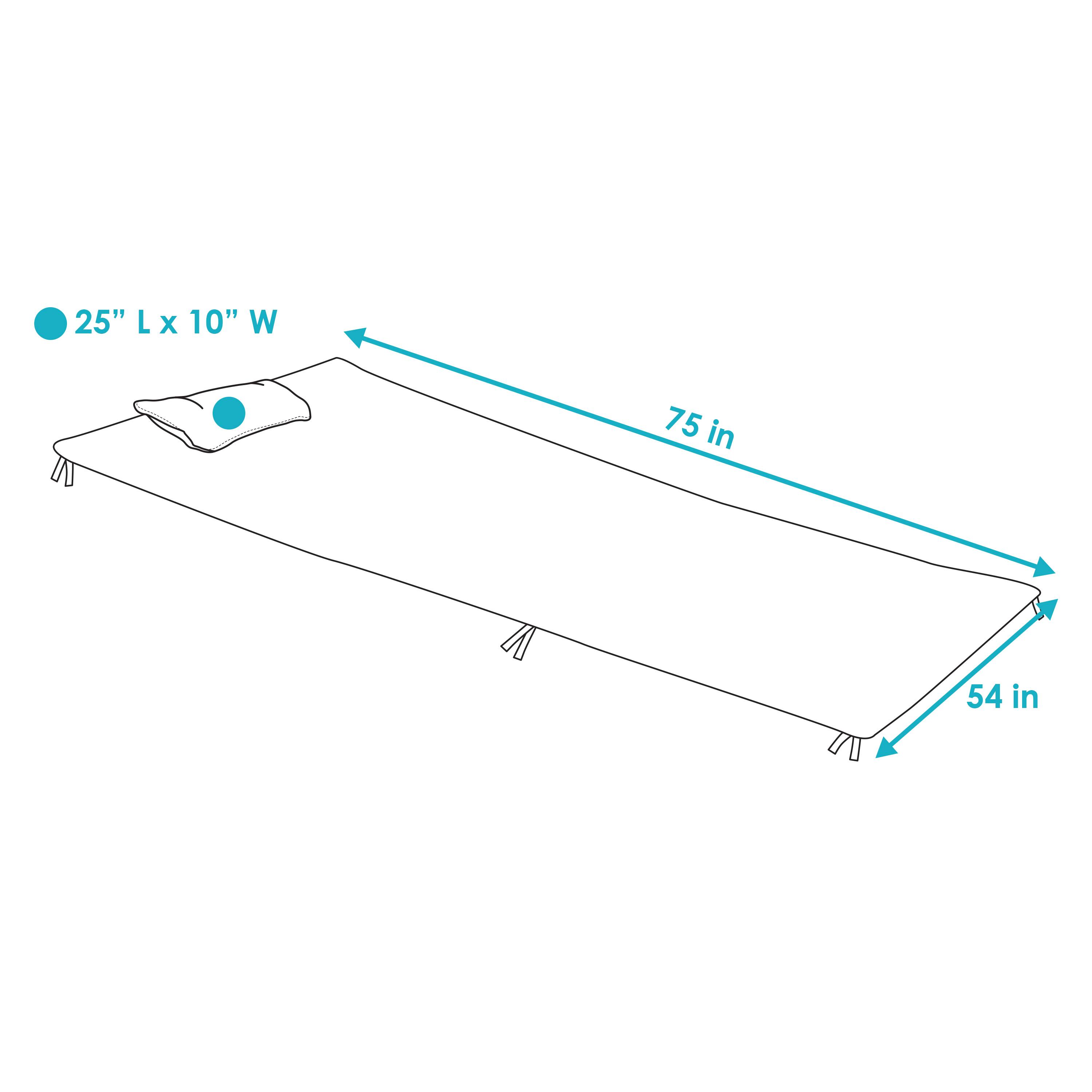 25" L x 10" W  
75 in  
54 in