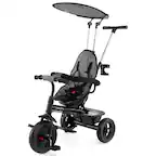 Front. Costway - Costway Toddler Tricycle, 7 in 1 Push Trike with Adjustable Canopy Parent Push Handle Seat - Gray,Black.