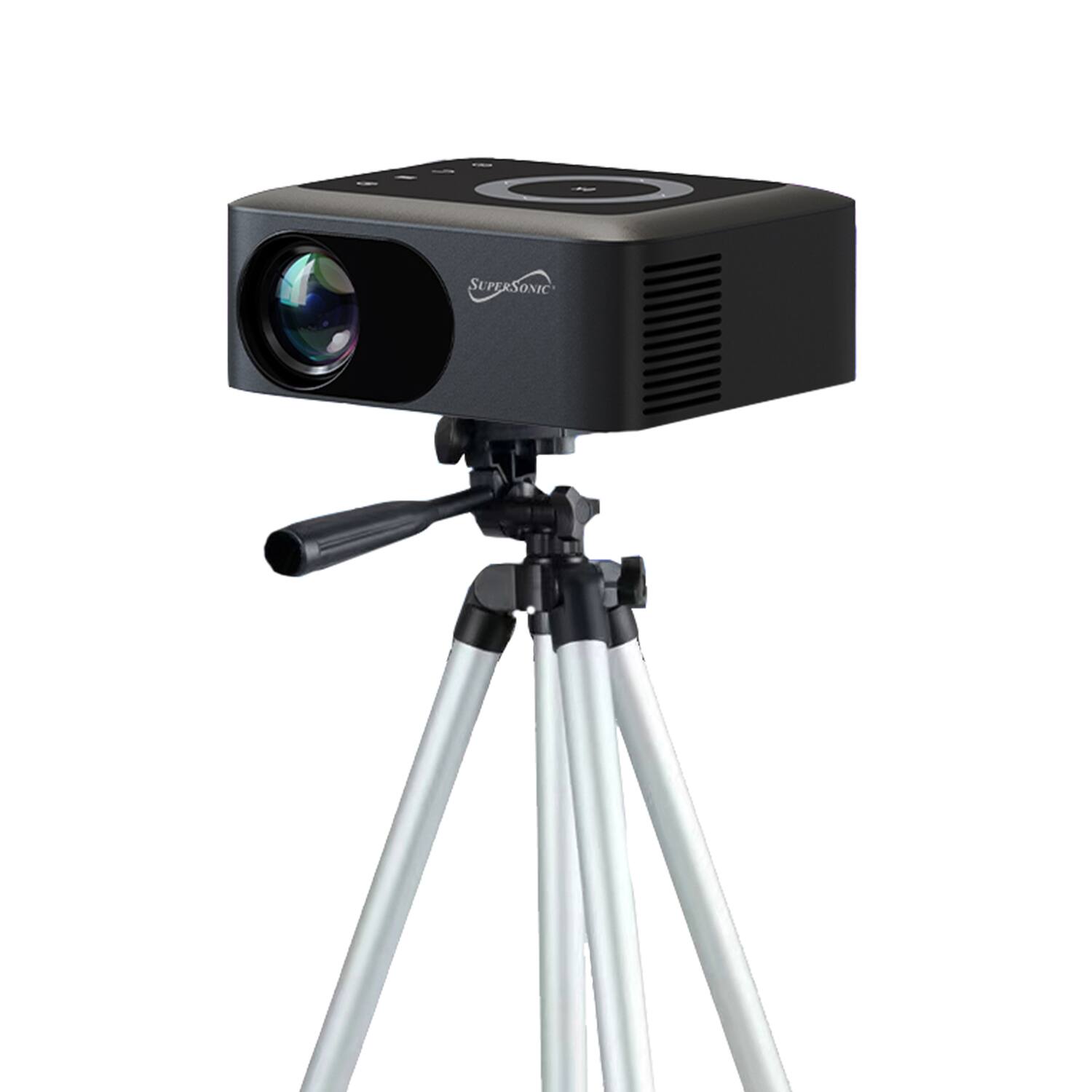 Alt View 6. Supersonic - Supersonic Sc-182mpk 720p Hd Bluetooth Portable Led Projector With Sound Bar, Screen, And Tripod, Sc-182mpk - Black.