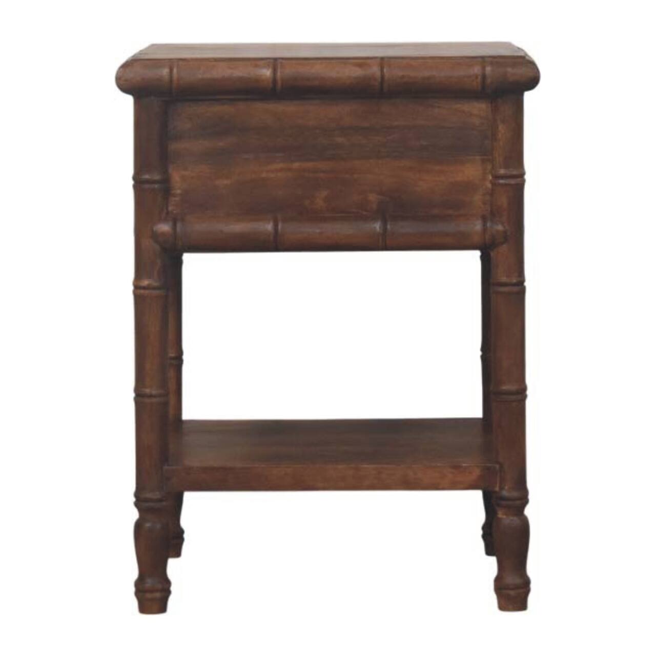 Alt View 5. Artisan Furniture - Artisan Furniture Solid Wood Bamboo Carved Bedside Table, 1 Drawer, Brown - Brown.