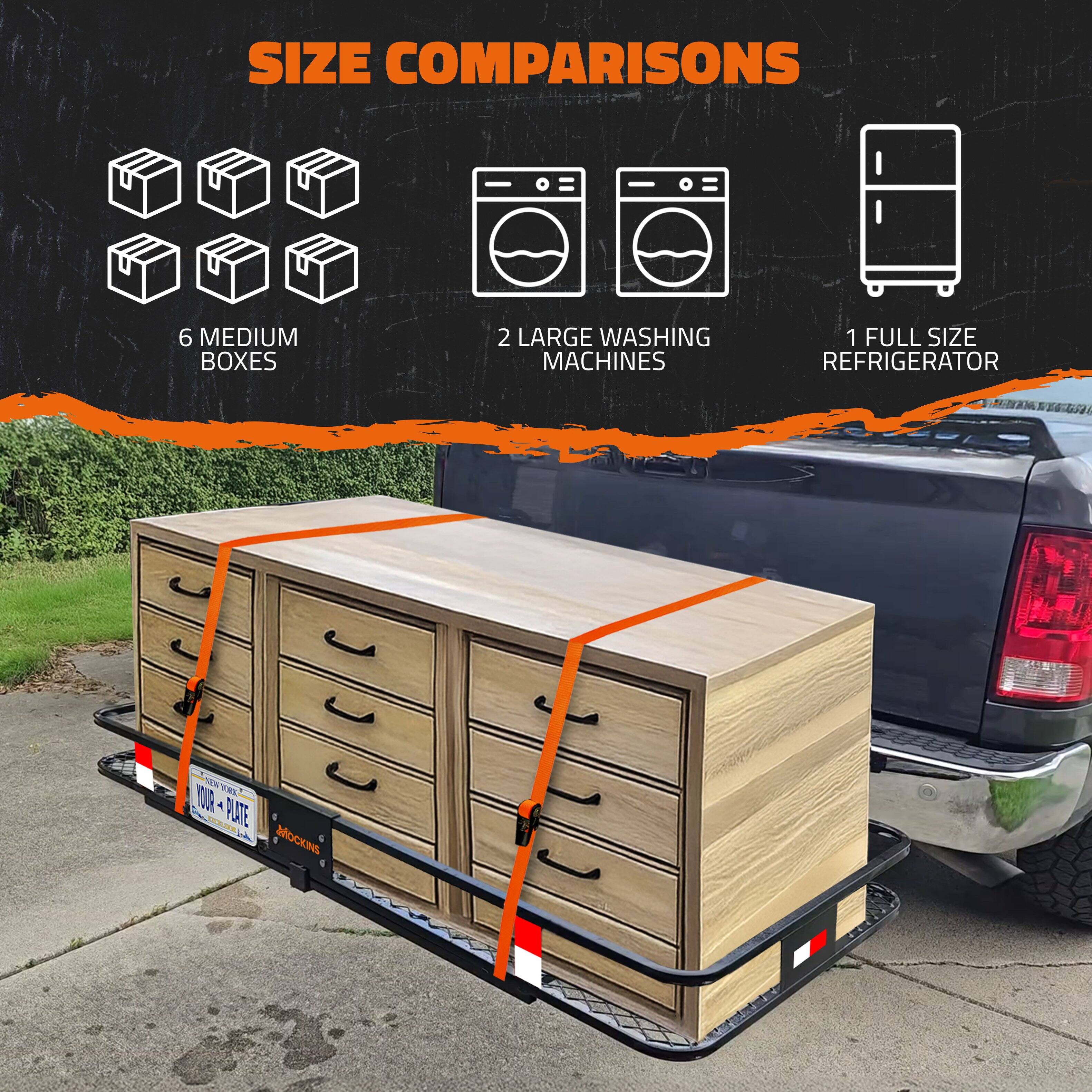 SIZE COMPARISONS  
6 MEDIUM BOXES  
2 LARGE WASHING MACHINES  
1 FULL SIZE REFRIGERATOR