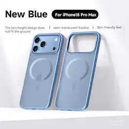 Dteck - Magnetic Case For iPhone 18 Pro Max Frosted Semi-transparent Shockproof Cover Compatible With MagSafe Accessories - Newblue