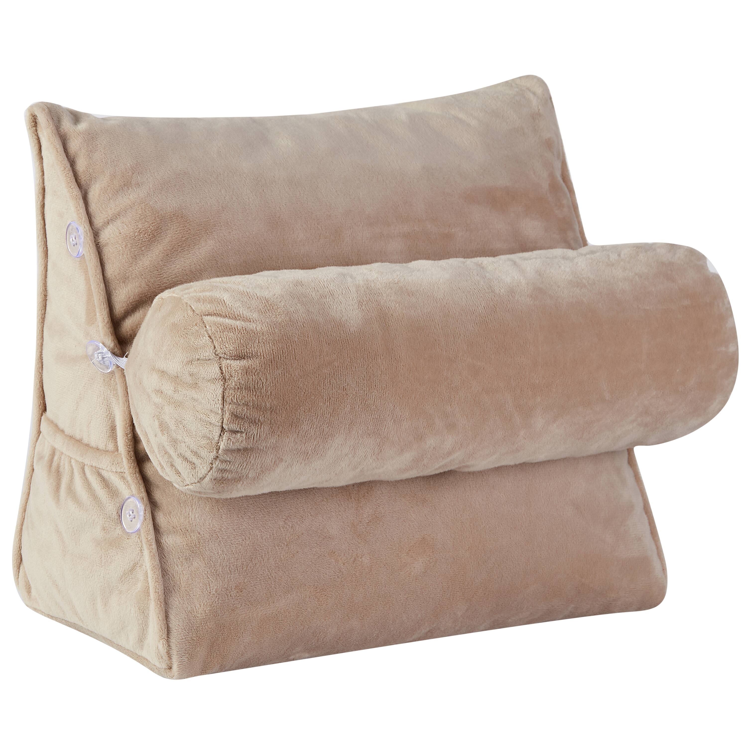 Angle. Cheer Collection - Tv Reading and Wedge Pillow with Detachable Bolster - Taupe.
