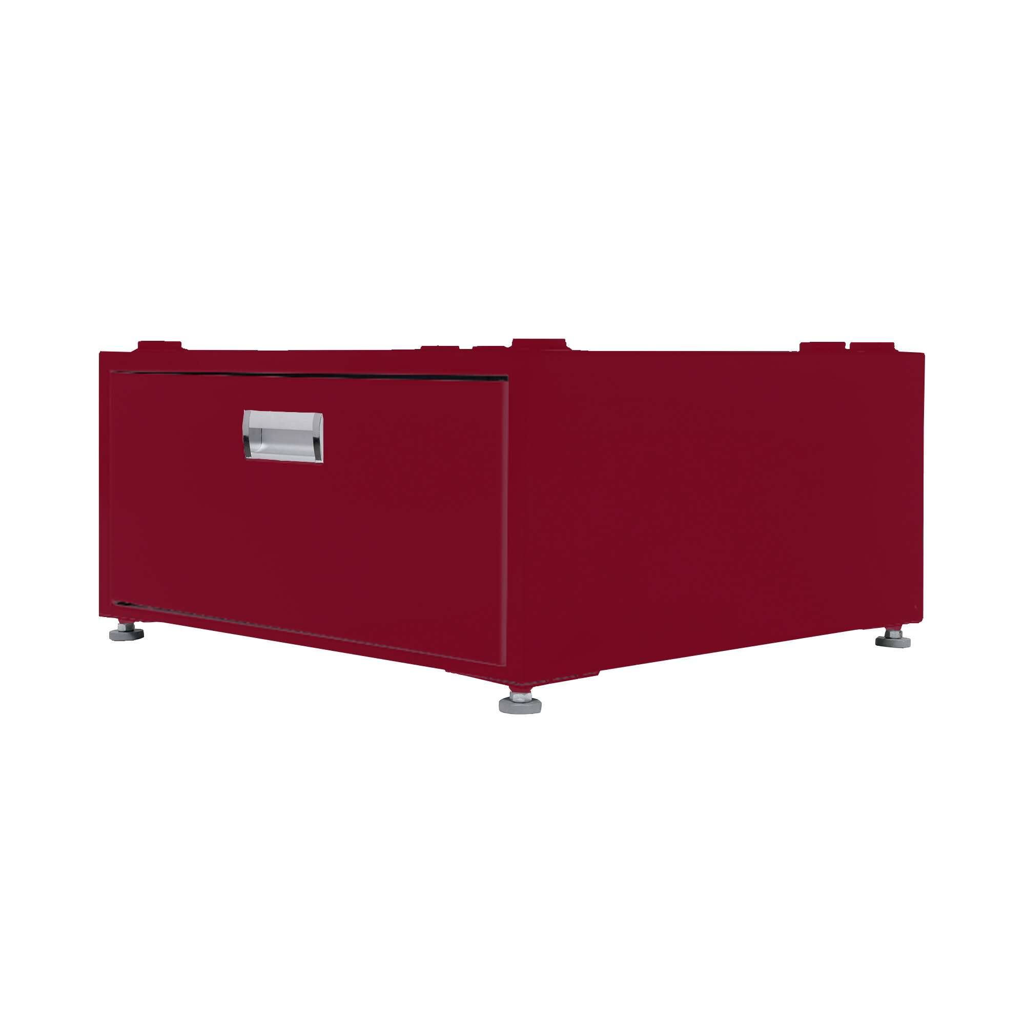 Left. Equator - Equator 24in Laundry Pedestal 11in tall + Rollout Storage Drawer Adjustable feet.