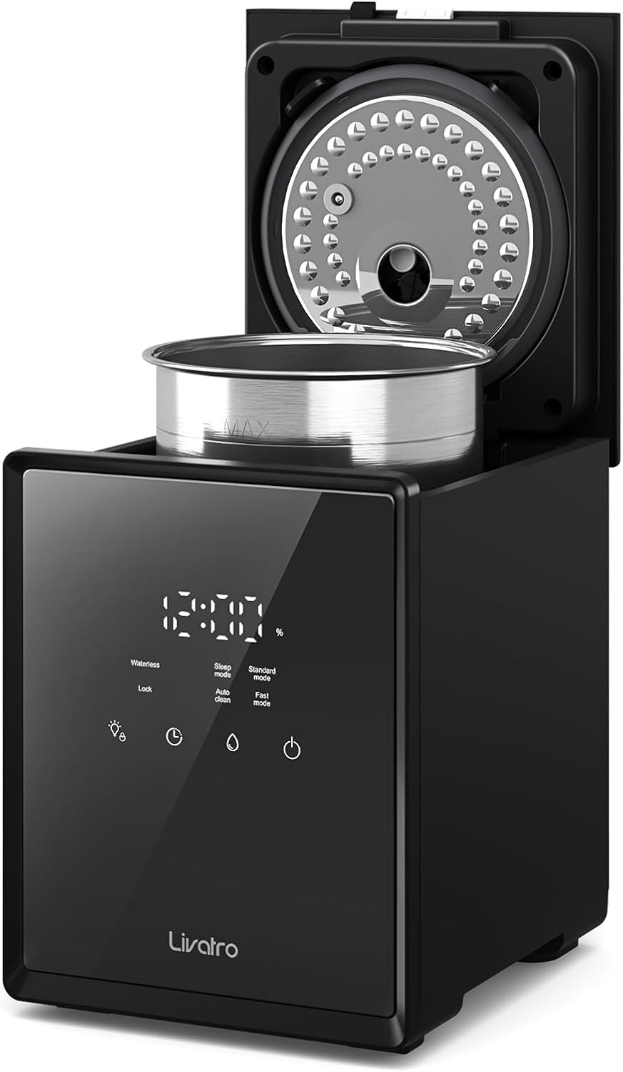 Livatro - Livatro-3L Stainless Steel Warm Mist Humidifier with Auto-off Setting, Healthy Air Mist Humidifiers for Bedroom - Black