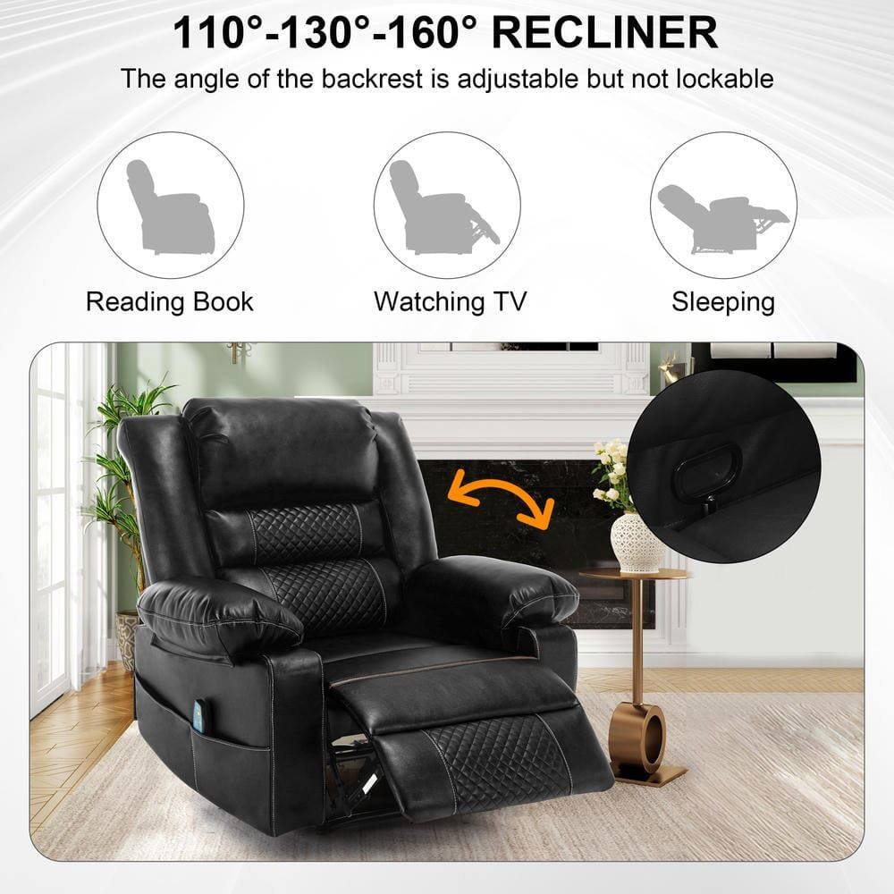110°-130°-160° RECLINER  
The angle of the backrest is adjustable but not lockable  

Reading Book  
Watching TV  
Sleeping