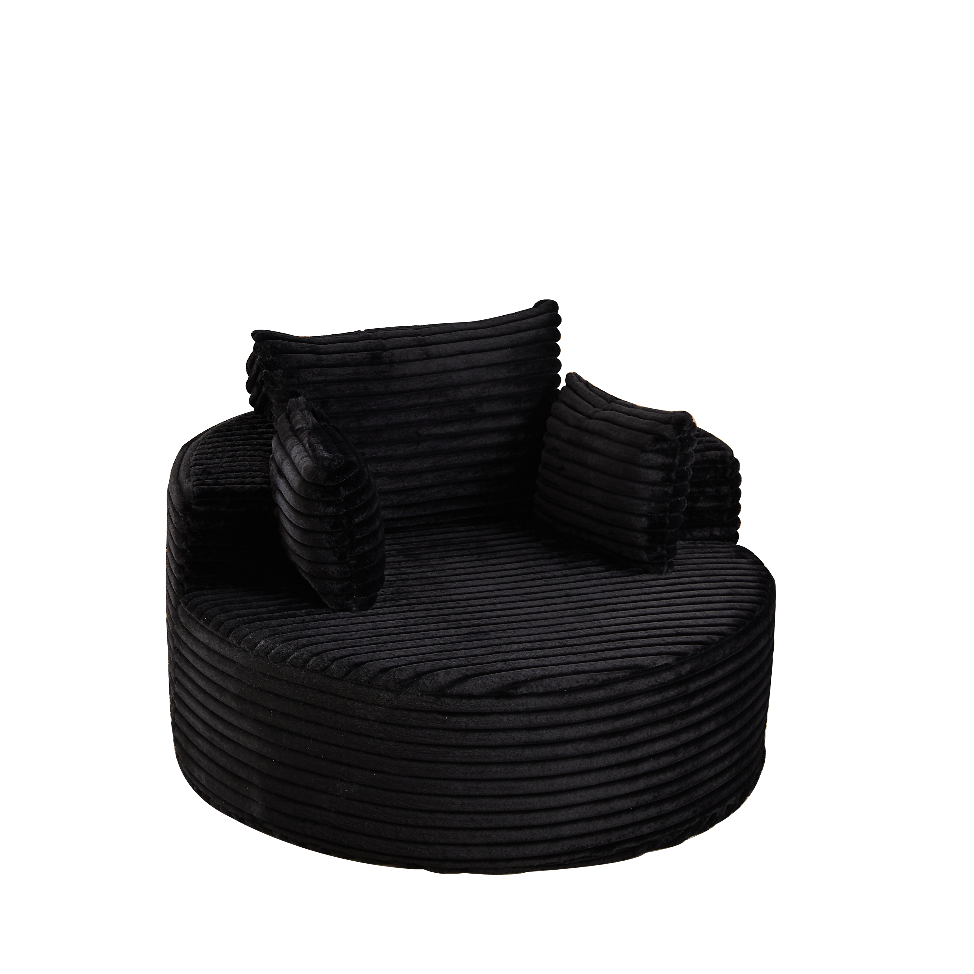 Back. Roomtec - 50 inch L Corduroy Sponge single sofaNo Assembly RequiredFluffy Modern Sleeper Chair for Living room Bedroom Lounge and - Black.