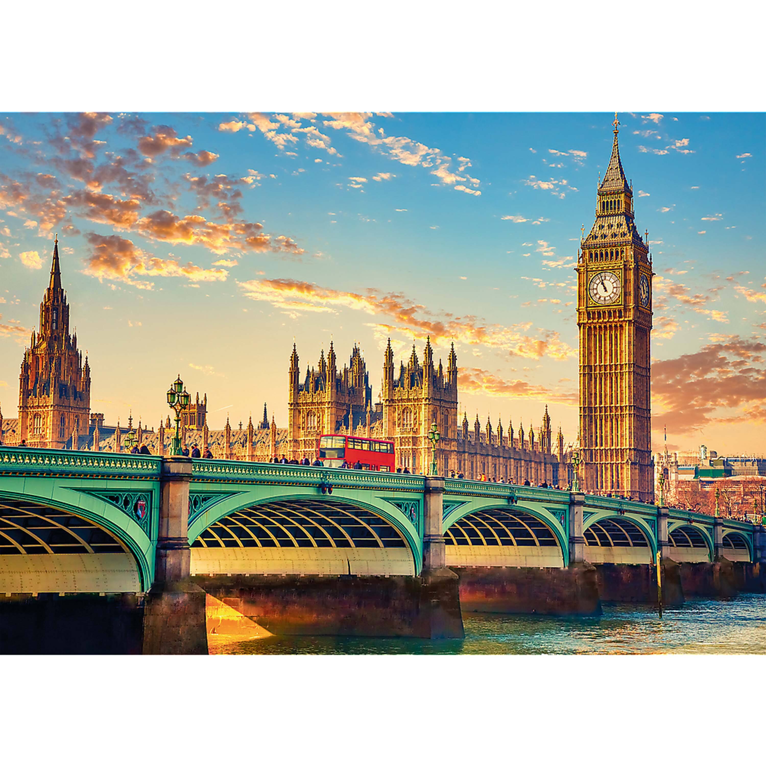 Angle. Trefl - Trefl Red 500 Piece Jigsaw Puzzle - London United Kingdom.