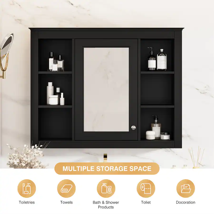 Bath Time Visual MERAVOM 35'' x 28'' Medicine Cabinet, Wall Mounted Bathroom Storage ...