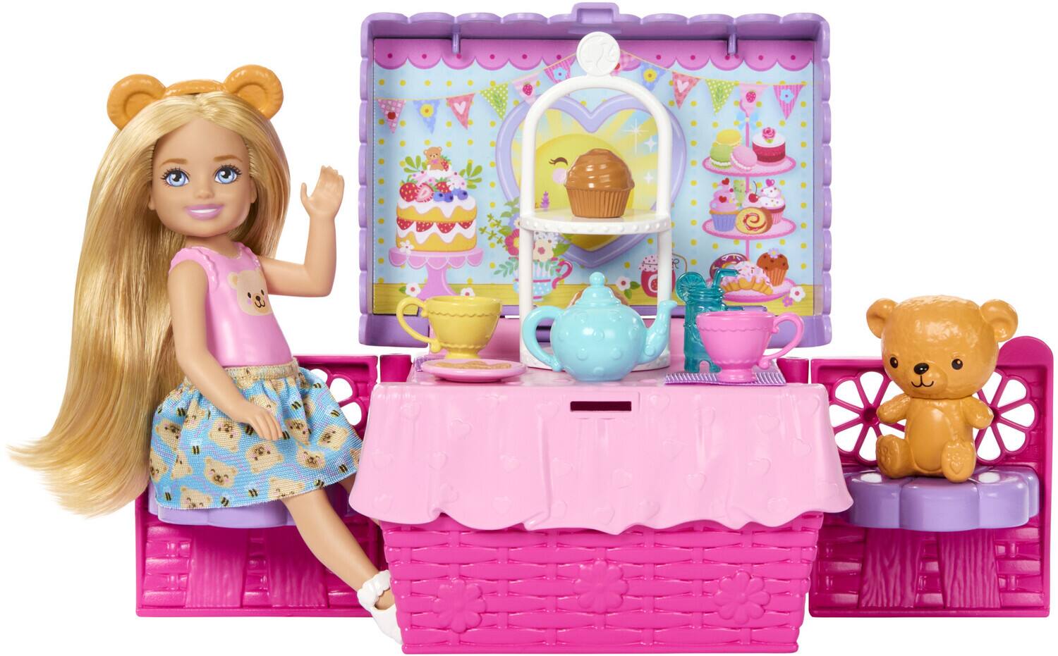 Alt View 2. Mattel - Mattel - Barbie Family & Friends Club Chelsea Pop-Up Tea Party Playset With Small Doll   - COLLECTIBLES - Multicolor.