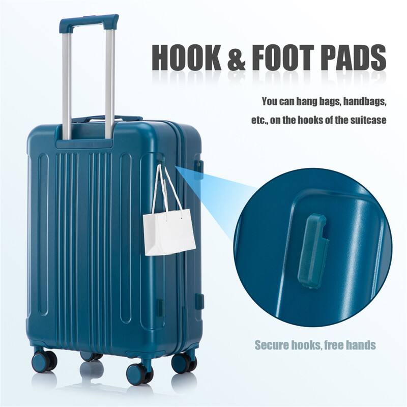 HOOK & FOOT PADS

You can hang bags, handbags, etc., on the hooks of the suitcase

Secure hooks, free hands