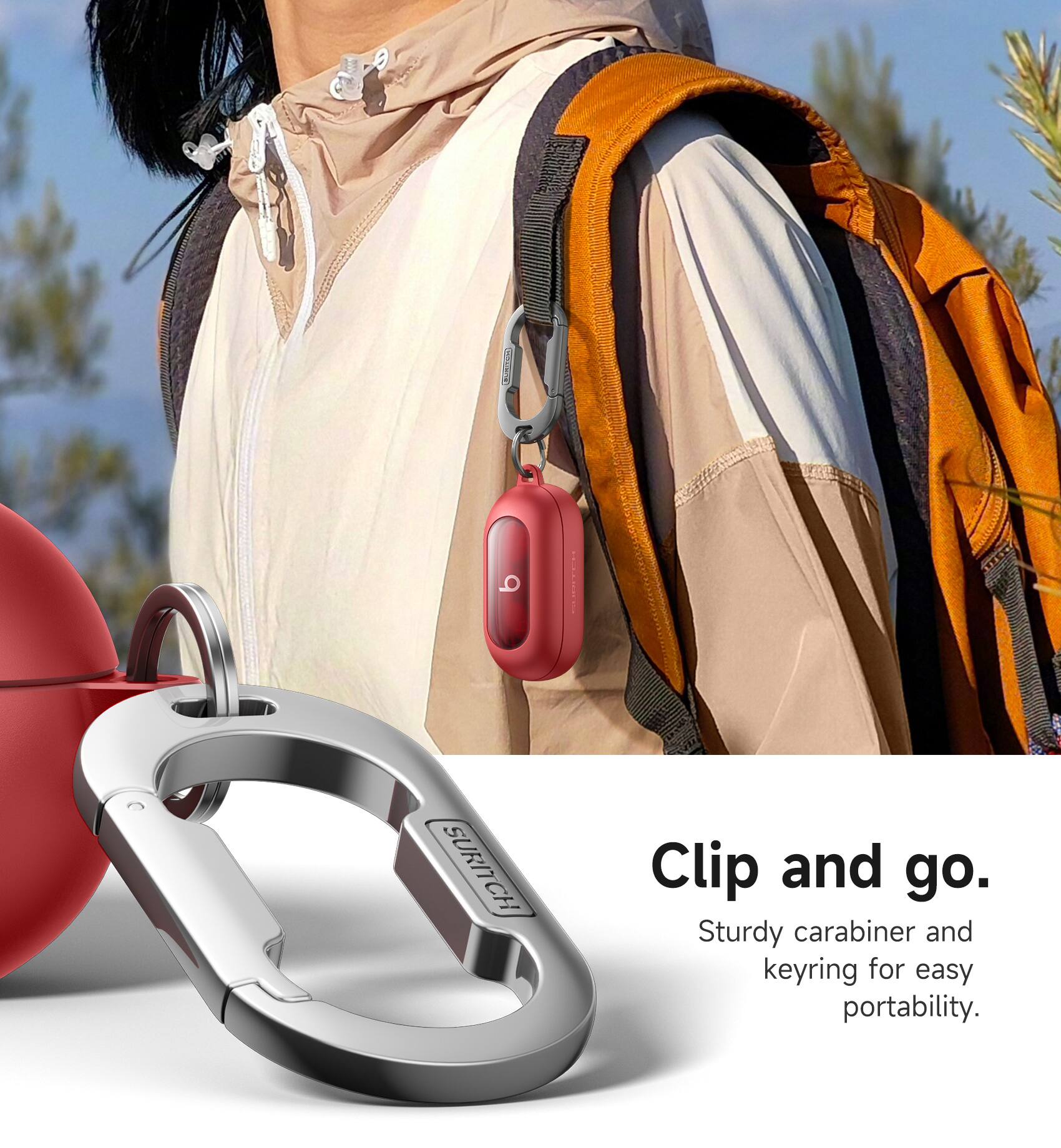 SURITCH CH

Clip and go.  
Sturdy carabiner and keyring for easy portability.
