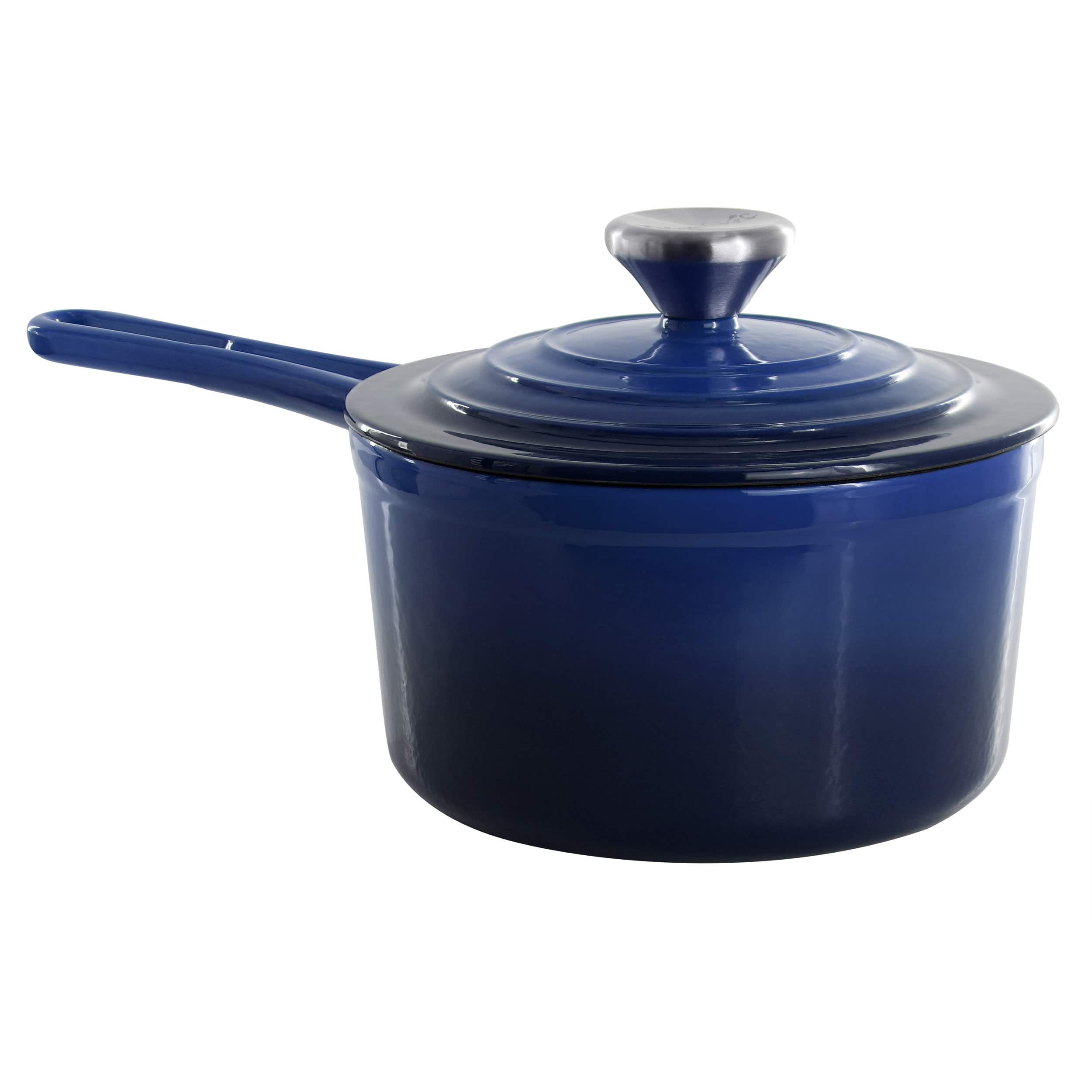Mega Chef - MegaChef 2 Quart Enameled Cast Iron Sauce Pan in Gradient - Dark Blue