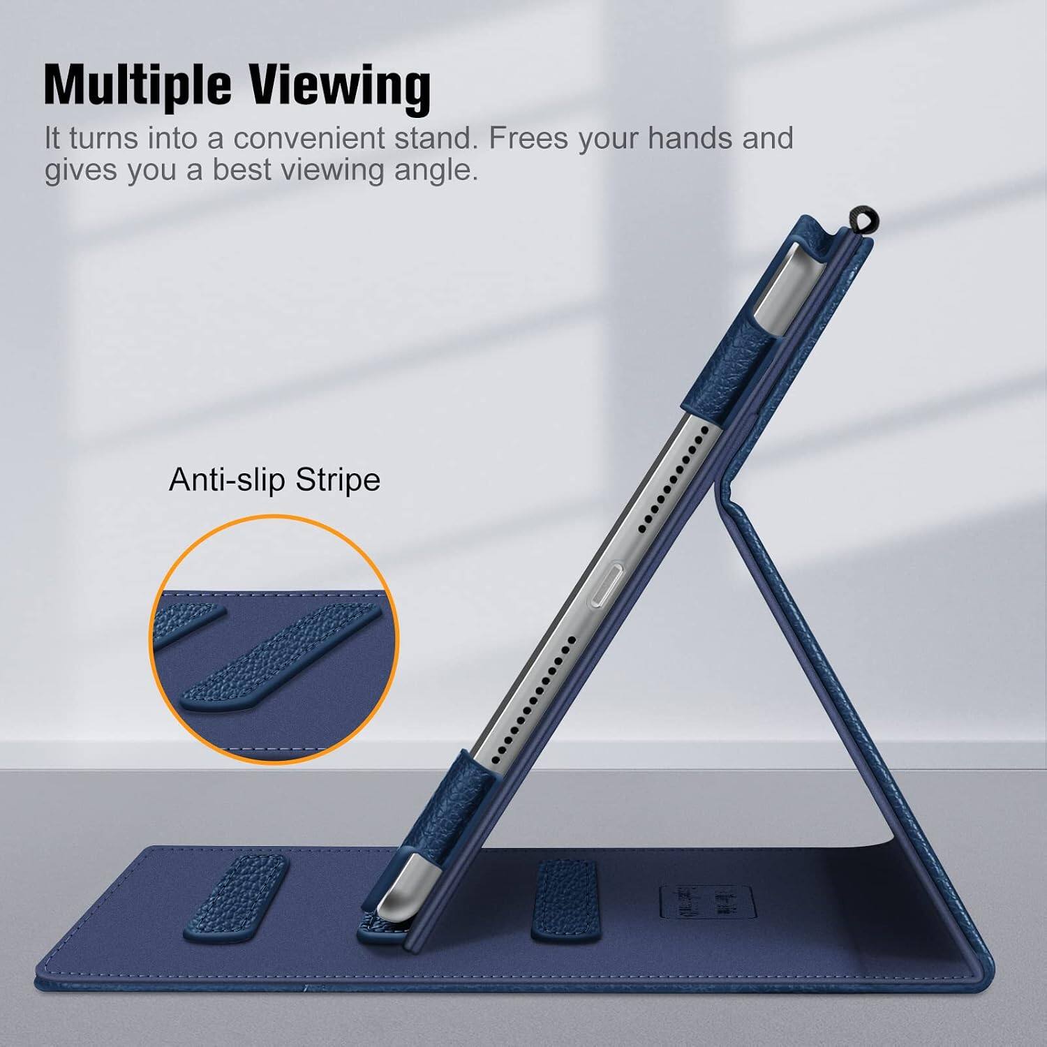 Multiple Viewing  
It turns into a convenient stand. Frees your hands and gives you a best viewing angle.

Anti-slip Stripe