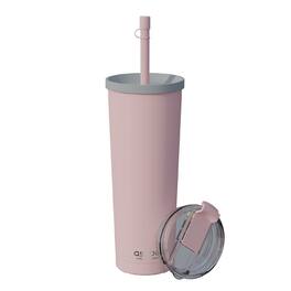 Asobu - Ocean Double-walled Vacuum-insulated 27-oz. Stainless Steel Travel Tumbler With Flexible Straw And Dual Lids - Pink