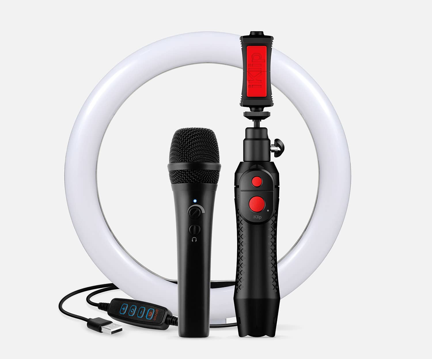 IK Multimedia - iRig Video Creator Series and Streaming Kit with Microphone, Stand and LED Ring Light for Smartphone Content Creation